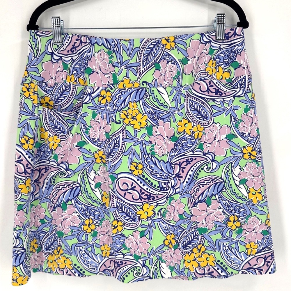 Coconut‎ Row Palm Beach Skort Size L Green Floral Paisley Golf Tennis Pickleball